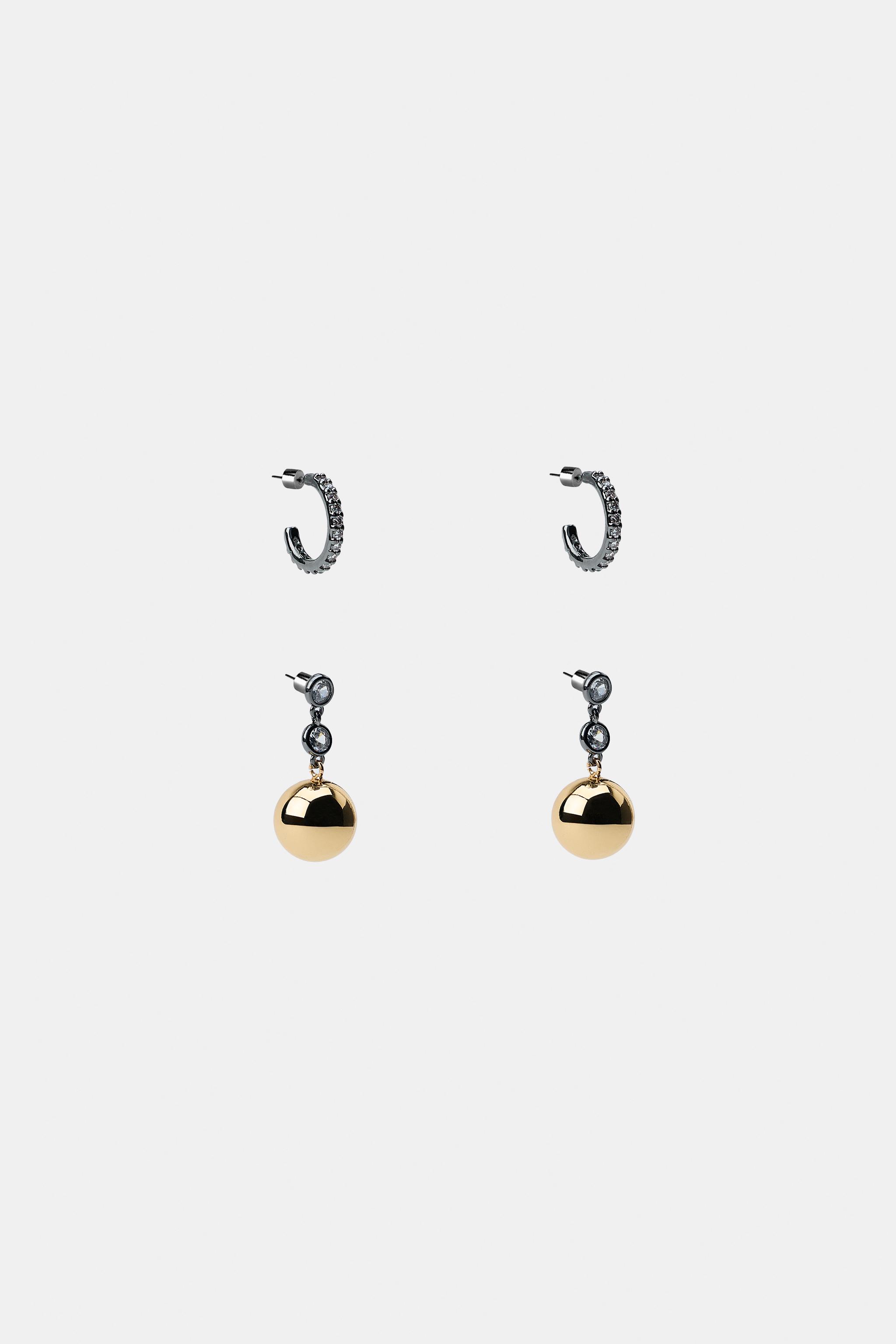 LOT DE BOUCLES D'OREILLES BRILLANTS ET BOULE